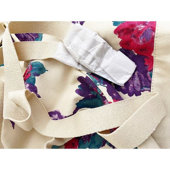 Soft Surroundings Dual Strap Canvas Bag Shoulder Strap Purple Floral Print NWOT - Picture 7 of 9